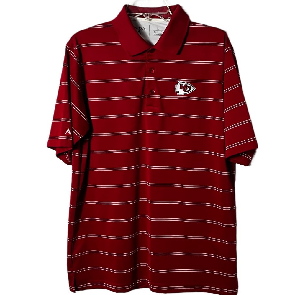 Antigua Kansas City Chiefs Red Striped Polo Shirt